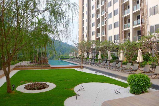 Condominium for sale Pattaya showing the communal pool and garden Condominium for sale Pattaya showing the communal pool and garden