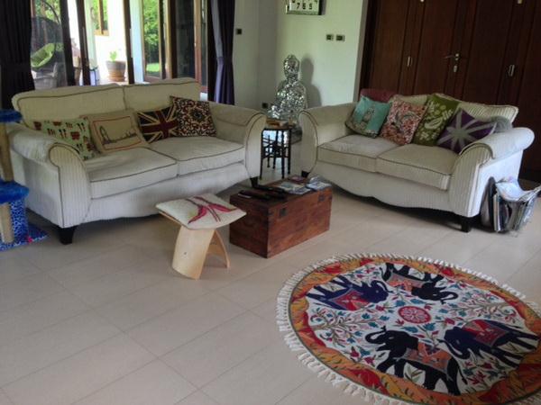 House for rent Bangsaray Pattaya showing the living area and terrace beyond House for rent Bangsaray Pattaya showing the living area and terrace beyond
