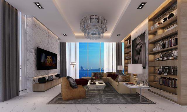 Condominium for sale The Palm Wongamat Pattaya showing the living room concept