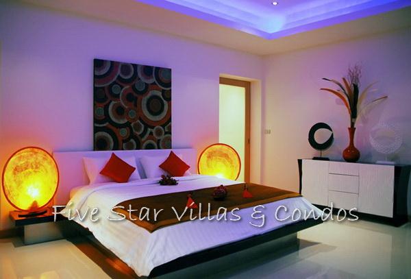 Pool villa for sale in Pattaya at The Vineyard Phase 2 showing bedroom lighting