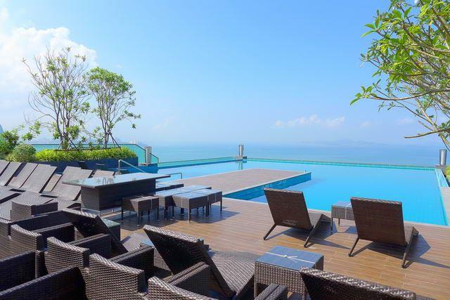 Condominium for sale WongAmat Pattaya showing the roof top swimming pool 