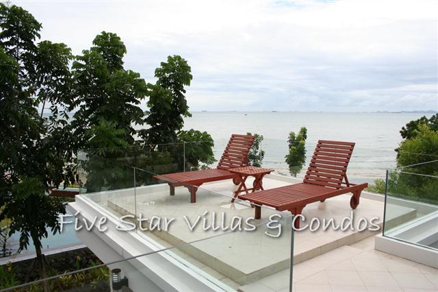 House for sale Wong Amat beachfront showing the elevated pool terrace