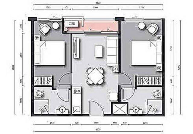 Condominium for sale South Pattaya showing the floor plan Condominium for sale South Pattaya showing the floor plan