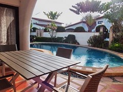 House for rent Mabprachan Pattaya showing the covered terrace and pool 