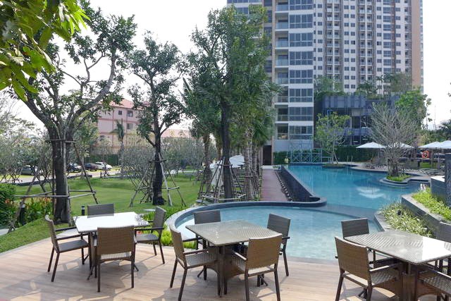 Condominium for rent Pattaya Unixx showing the communal swimming pool and building Condominium for rent Pattaya Unixx showing the communal swimming pool and building