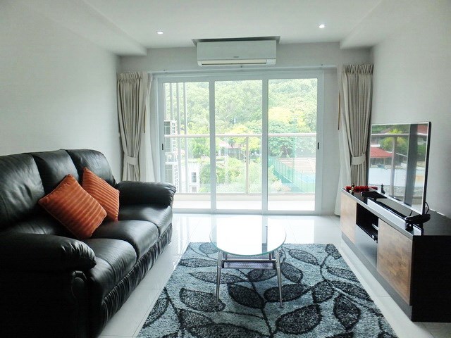 Condominium for sale Pratumnak Pattaya showing the living room and balcony