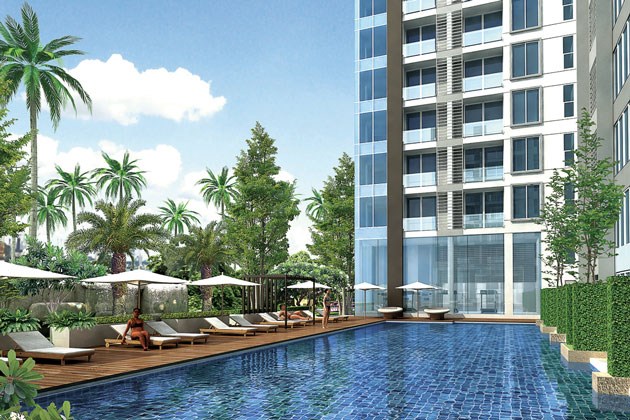 Condominium for Rent Pattaya showing the condo and pool Condominium for Rent Pattaya showing the condo and pool