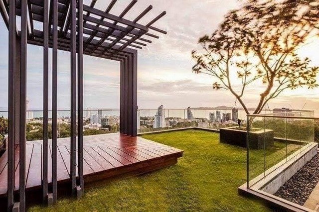 Condominium for rent Pattaya showing the communal roof top garden Condominium for rent Pattaya showing the communal roof top garden