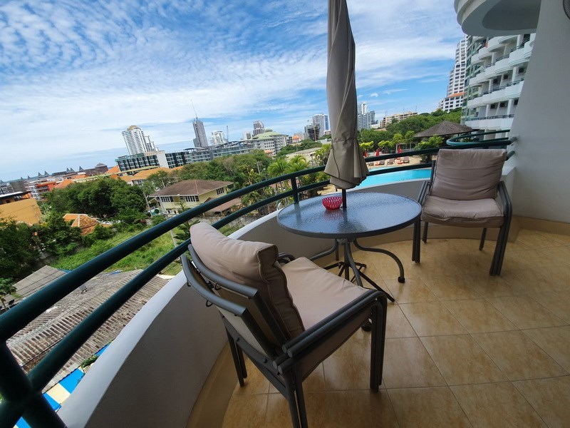 Condominium for sale Pratumnak Pattaya showing the balcony with pool view Condominium for sale Pratumnak Pattaya showing the balcony with pool view